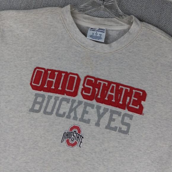 Vintage Champion Authentic Sweatshirt Mens L Light Gray Ohio State Patched Prep - Picture 3 of 12